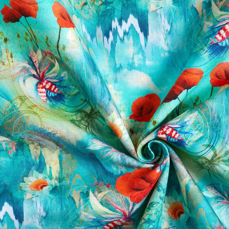 Tassen Panel Canvas kleurrijke klaprozen – zwart blauw/vuurrood, image number 5