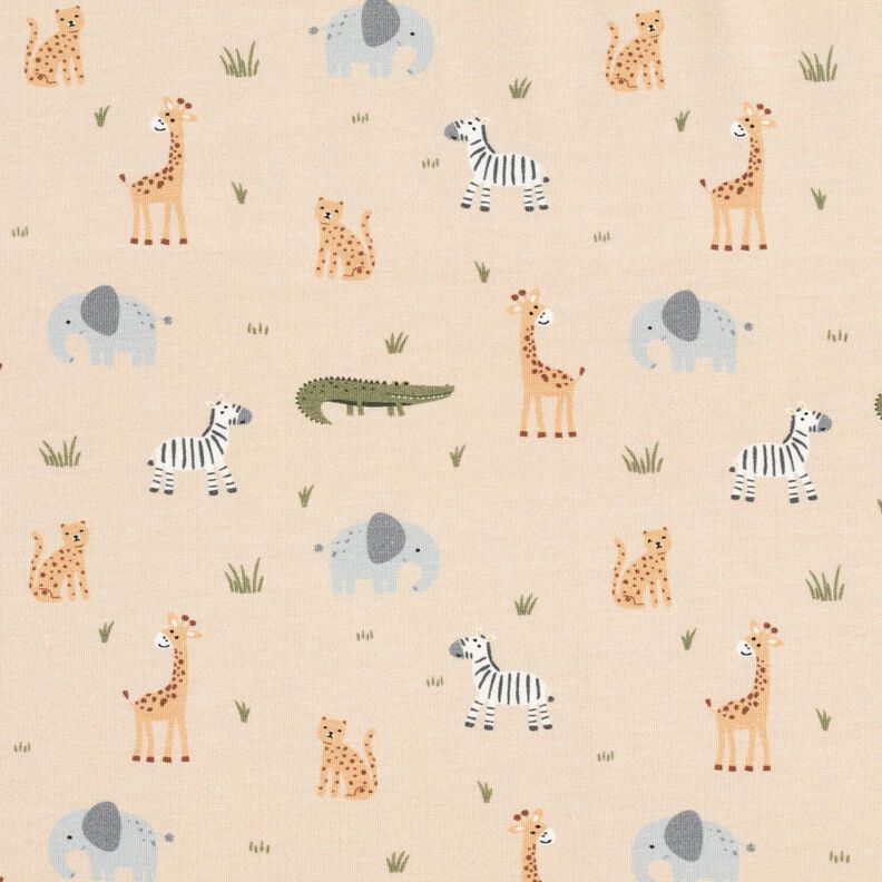 Katoenjersey vrolijke jungledieren – cashew,  image number 1