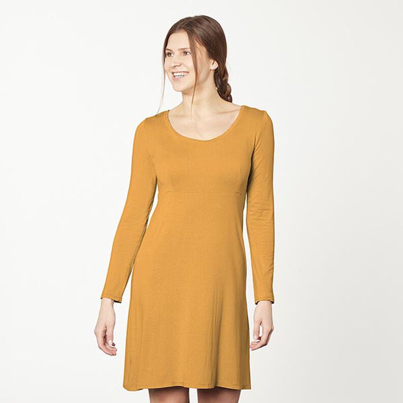 Katoenjersey medium effen – currygeel,  image number 6