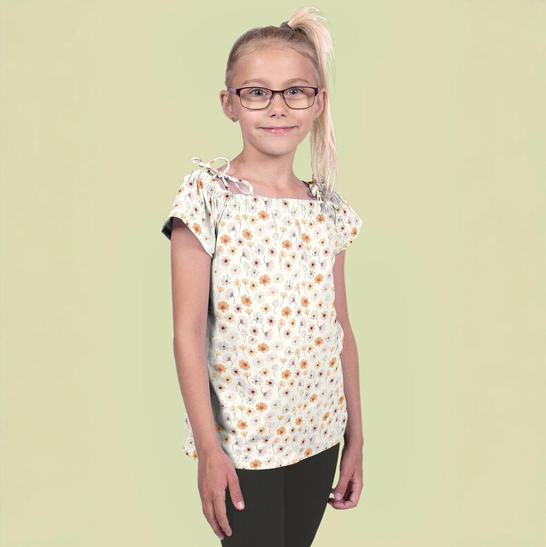 GOTS Katoenjersey Bloemenweide Digitaal printen – beige, image number 7