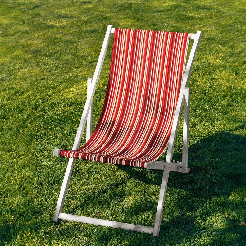 Outdoor Ligstoel stof Lengtestrepen 44 cm – donkerrood/oranje,  image number 4