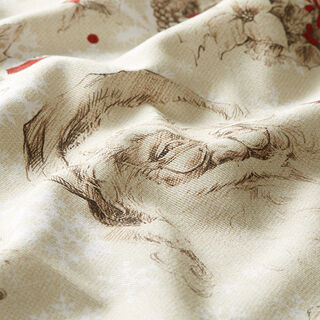 Decostof katoenkeper klassiek kerst – beige/rood, 