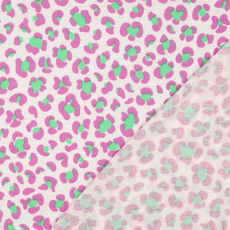Mousseline/dubbel gehaakte stoffen kleurrijke luipaardprint | Poppy Fabrics – ivoor/lichtgroen, image number 4