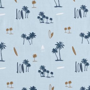 Katoenjersey Hawaii-gevoel – zilverblauw, 