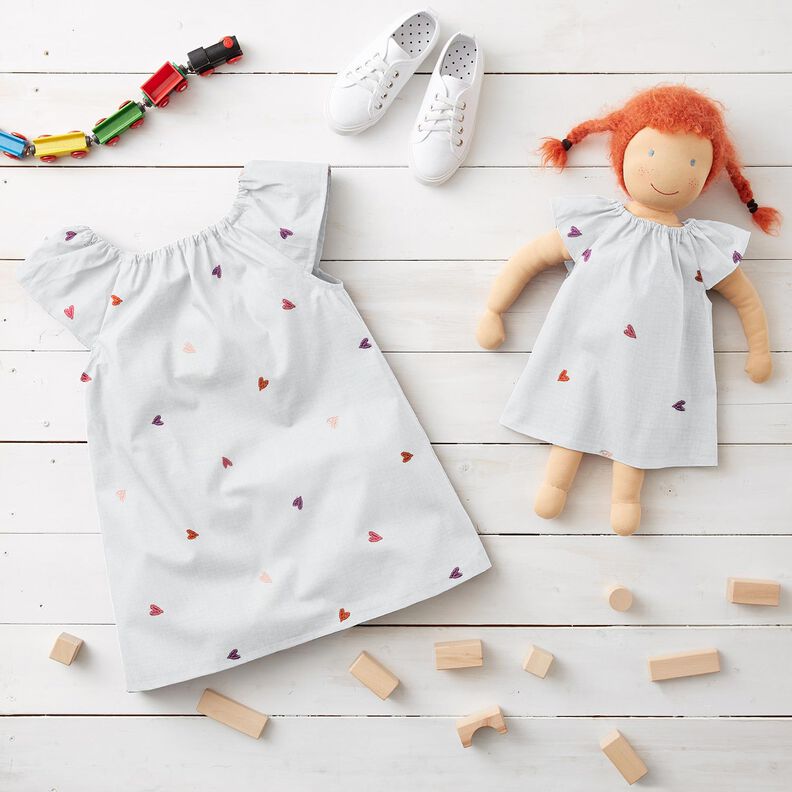 Mousseline/dubbel gehaakte stoffen geborduurde harten | Poppy Fabrics – wit/roos, image number 5