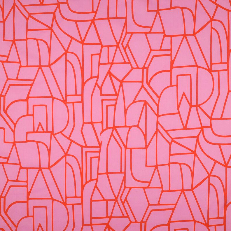 Katoen voile Town | Nerida Hansen – pastelviolet/vuurrood,  image number 1
