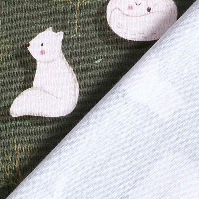 Biologische katoenjersey Sneeuwvos en marmot Digitaal printen – donkergrenen,  image number 4