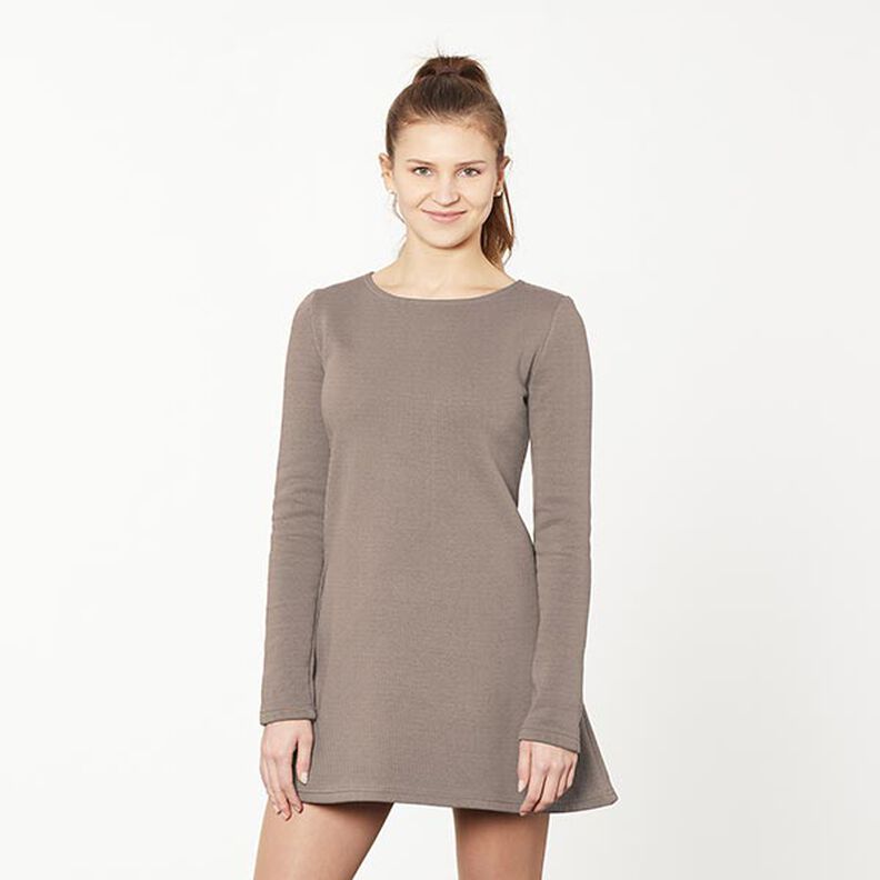 Licht katoenen sweatstof effen – donkertaupe,  image number 6
