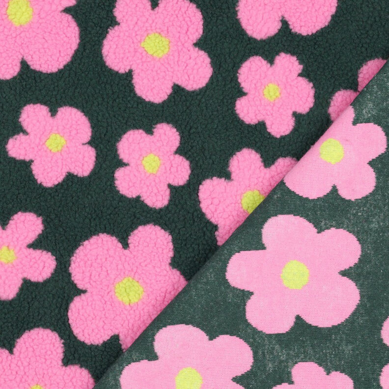 Teddy pluche Bloemen | Poppy Fabrics – donkergroen/pink, image number 5