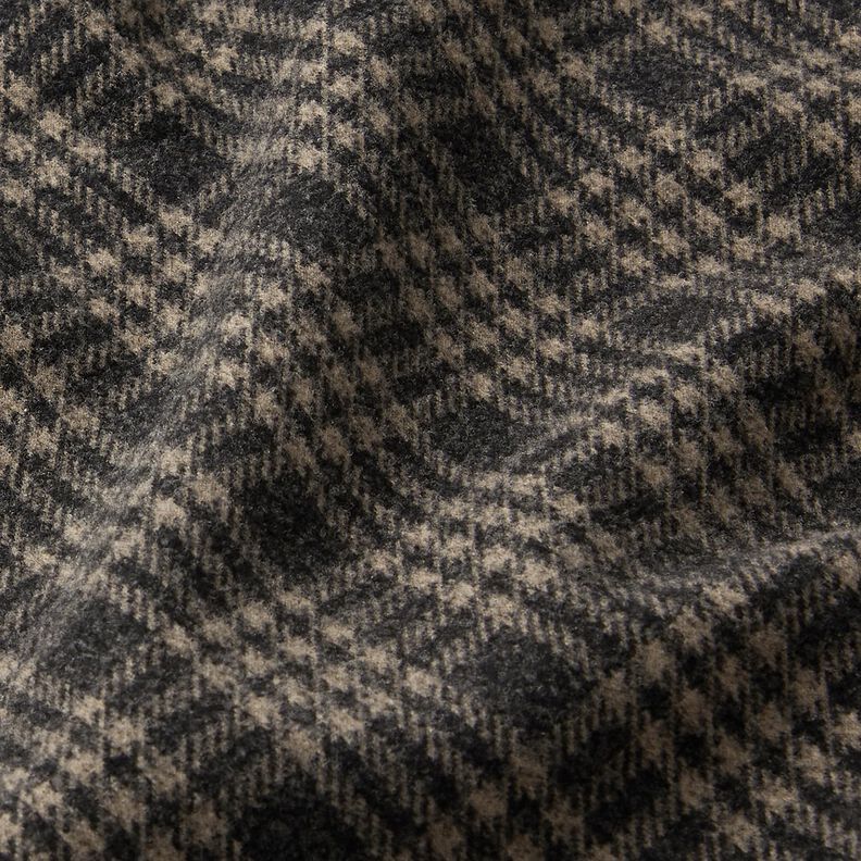 Gebreide stretch mantelstof ruiten – zwart/beige, image number 2