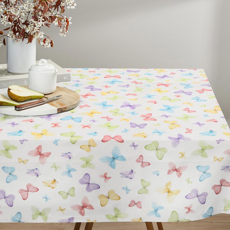 Decostof Half panama delicate vlinders – wit/pastelgroen, image number 7