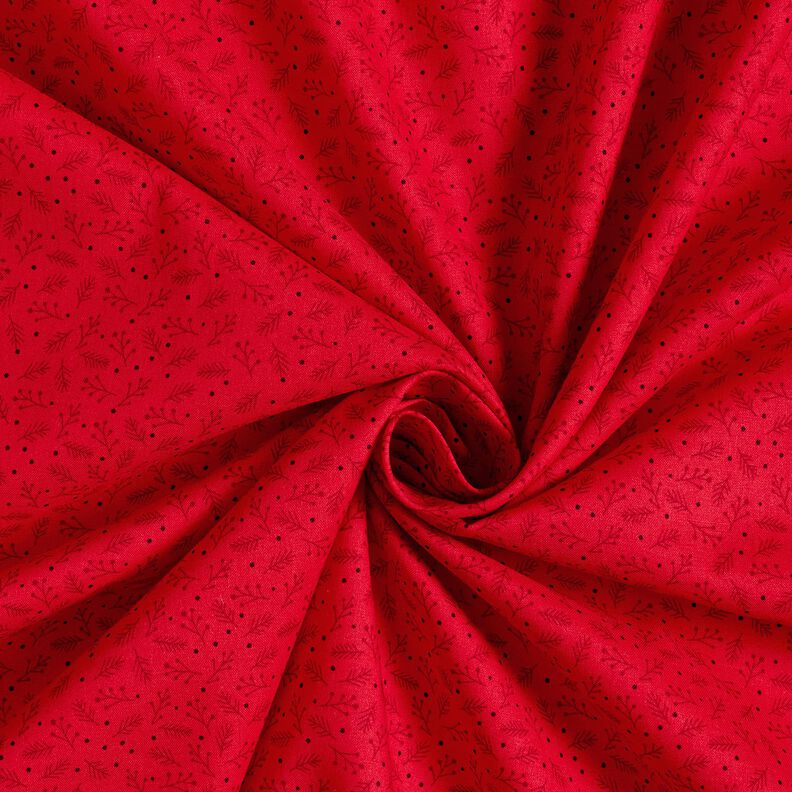 Katoenen stof Popeline Feestelijke takken – donkerrood, image number 3
