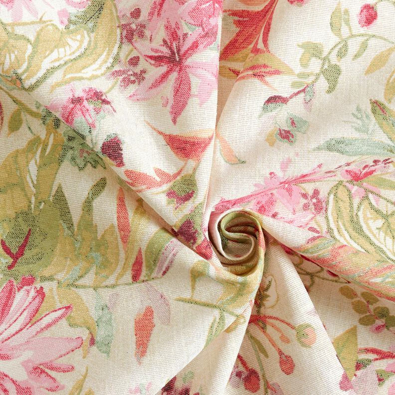 Decostof Canvas Aquarel bloemen – lichtbeige/framboos,  image number 3