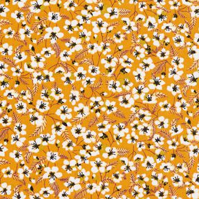 Gecoate katoen bloemenflora – currygeel/wit, 