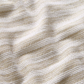 Katoenen stof rasterstructuur horizontale strepen – beige/wit, 