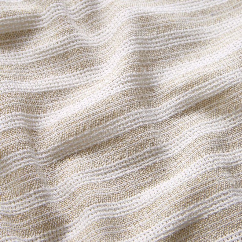 Katoenen stof rasterstructuur horizontale strepen – beige/wit,  image number 2