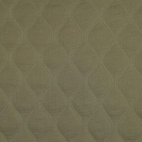 Doorgestikte stof Mousseline Golven – licht kaki, 