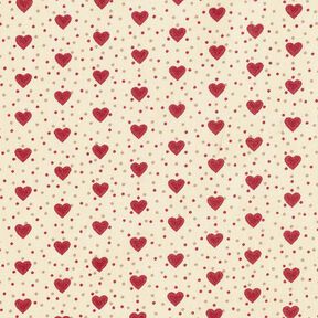 Gecoate katoen Harten – lichtbeige/rood, 