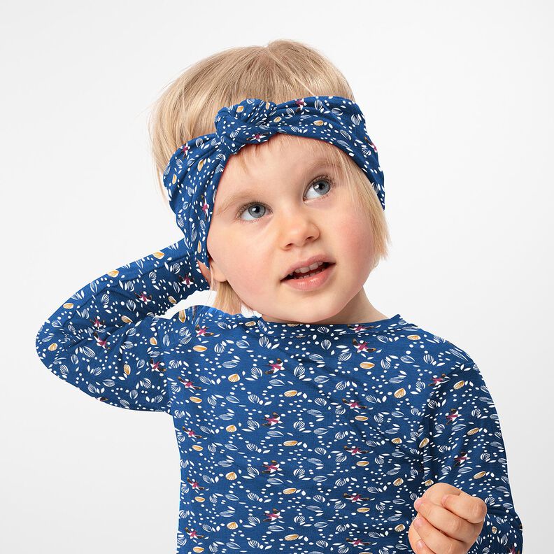 Katoenjersey Zwaluwen over de weide – indigo, image number 5