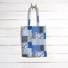 Katoenen stof Cretonne Patchwork-look – wit/blauw,  thumbnail number 7