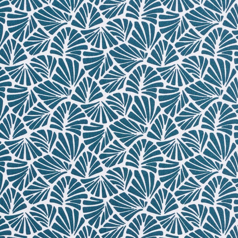 Gecoate katoen abstracte minibladeren – oceaanblauw/wit,  image number 1