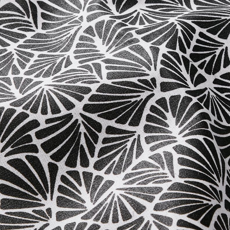 Gecoate katoen abstracte minibladeren – zwart/wit,  image number 3