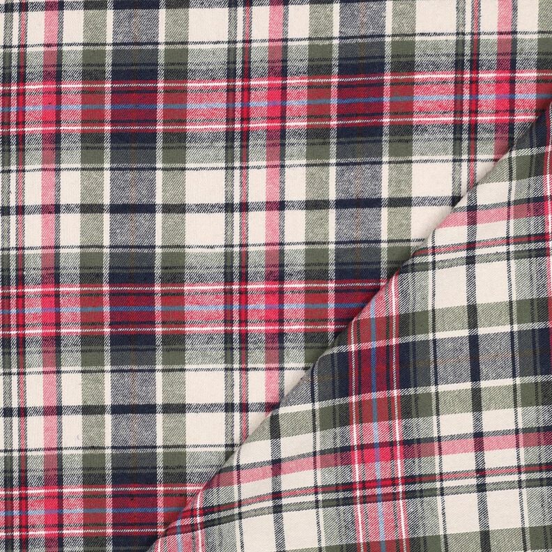 Katoenflanel Ruit | Poppy Fabrics – olijf/rood,  image number 4
