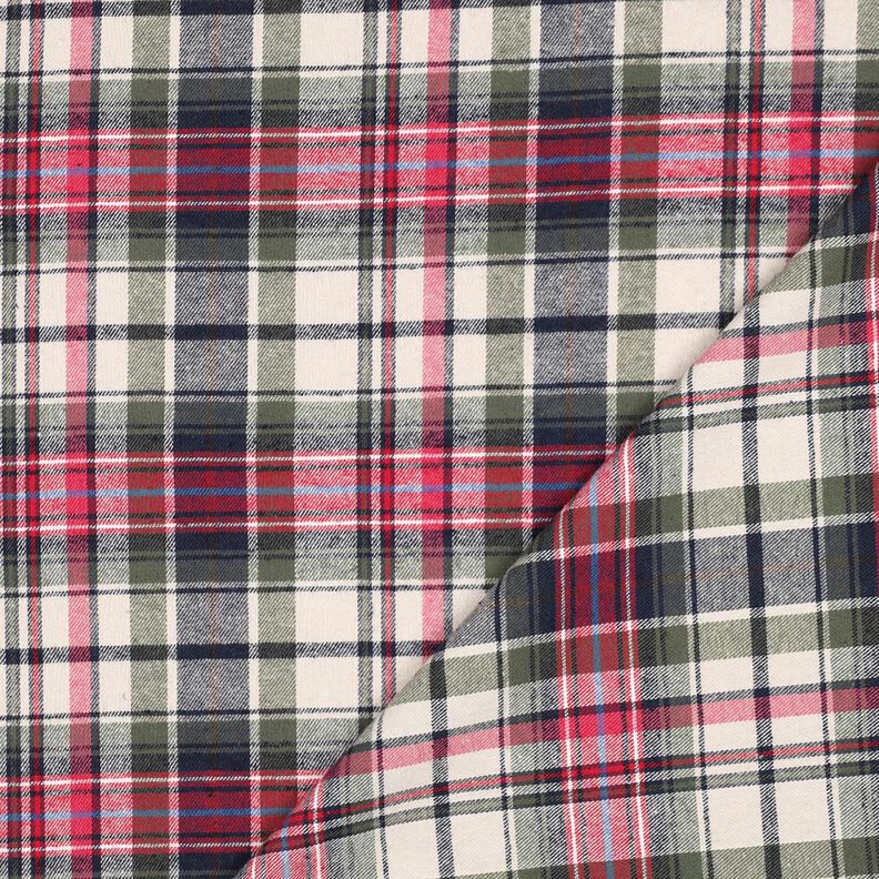 Katoenflanel Ruit | Poppy Fabrics – olijf/rood, image number 4