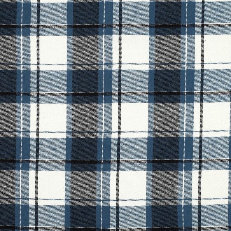 Katoenflanel Grote ruit – jeansblauw/ecru, image number 1