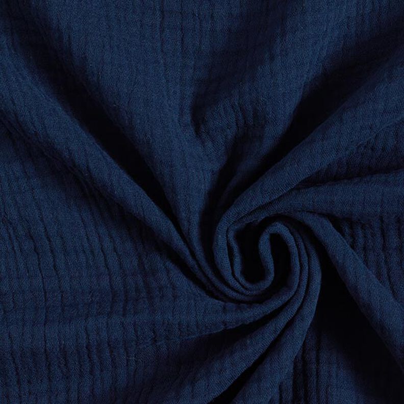 GOTS Drielaagse katoenen mousseline – nachtblauw,  image number 1