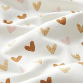 Katoenjersey Glitter harten – ivoor, 