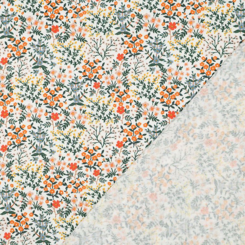 Mousseline/dubbel gehaakte stoffen Bloemenweide Digitaal printen | Poppy Fabrics – ecru/perzik, image number 4