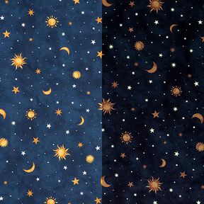 Decostof Glow-in-the-dark nachtelijke hemel – goud/marineblauw, 