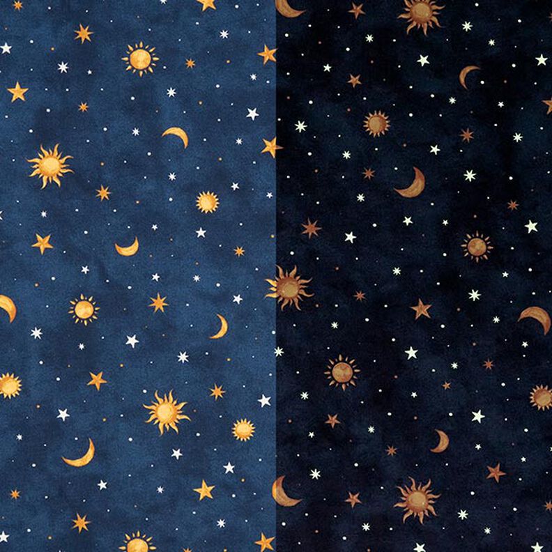 Decostof Glow-in-the-dark nachtelijke hemel – goud/marineblauw,  image number 1