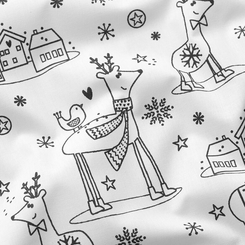 Katoenpopeline Stof om te verven Kerstmis – wit/zwart, image number 2