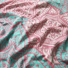 Strandkleding hamamdoek jacquard ornamenten – pepermunt/purper, 