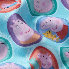 Katoenpopeline Peppa-gezichten Licentiestof | ABC Ltd – licht turkoois, 