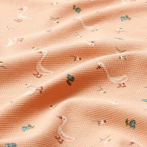 Wafel jersey Ganzen en bloemen &ndash; zalm, 