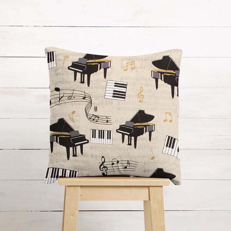 Decostof Half panama piano en bladmuziek – natuur/zwart,  image number 5