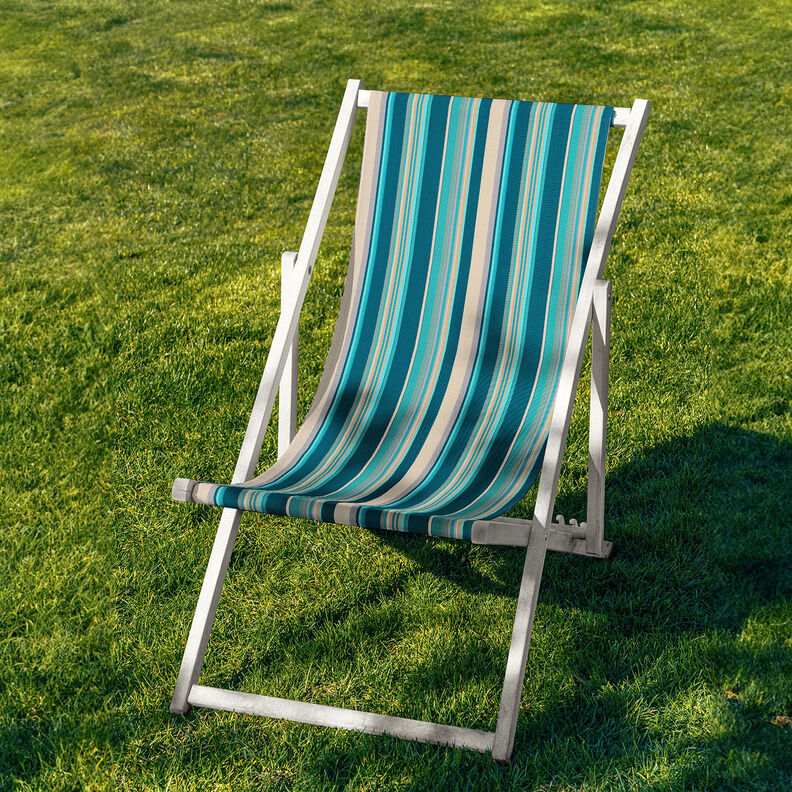 Outdoor Ligstoel stof Lengtestrepen 44 cm – amandel/petroleum,  image number 4