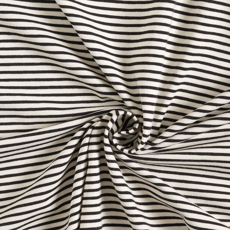 Katoenjersey smalle strepen – creme/zwart,  image number 3