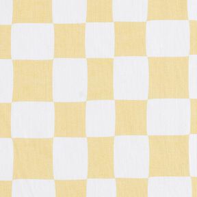 Katoenen stof Cretonne abstracte ruiten – wit/vanillegeel, 