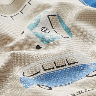Decostof half panama VW Bulli – blauw/natuur, 