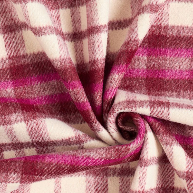 Mantelstof Wolmix Opgeruwd – bordeauxrood/purper, image number 4