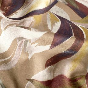Stretch velours bladweefsel – mocca/bordeauxrood, 