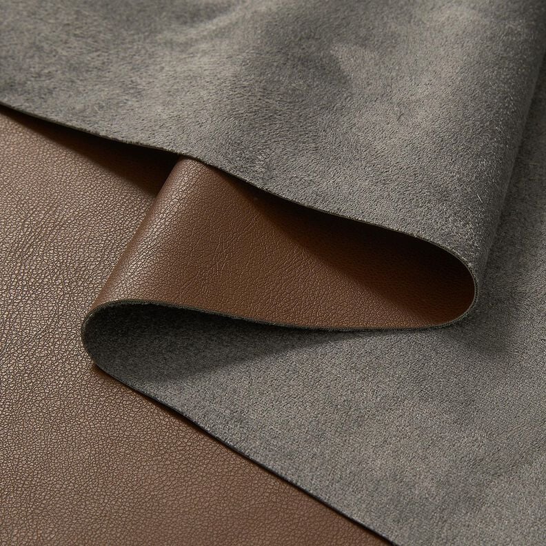 Imitatieleer met velours achterkant  – donkerbruin,  image number 3