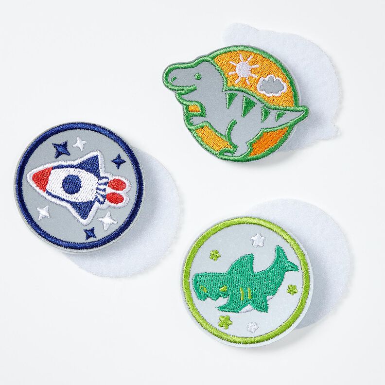 Reflecterende patches klittenband verpakking van 3 – groen/indigo, image number 3