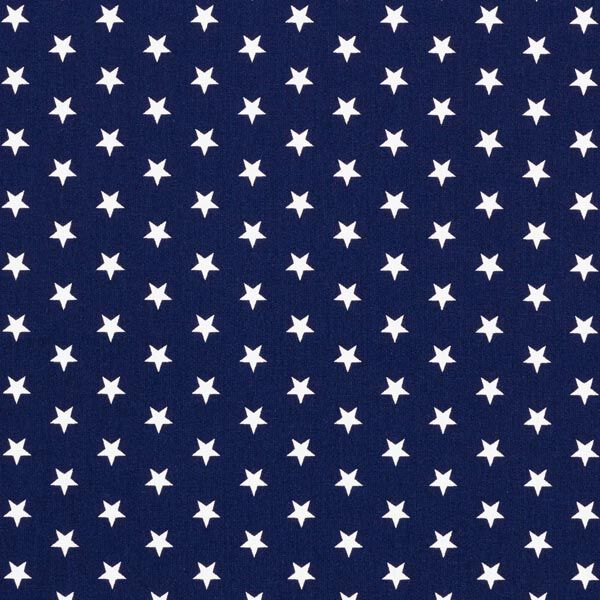 Katoenpopeline Middelgrote sterren – marineblauw/wit,  image number 1