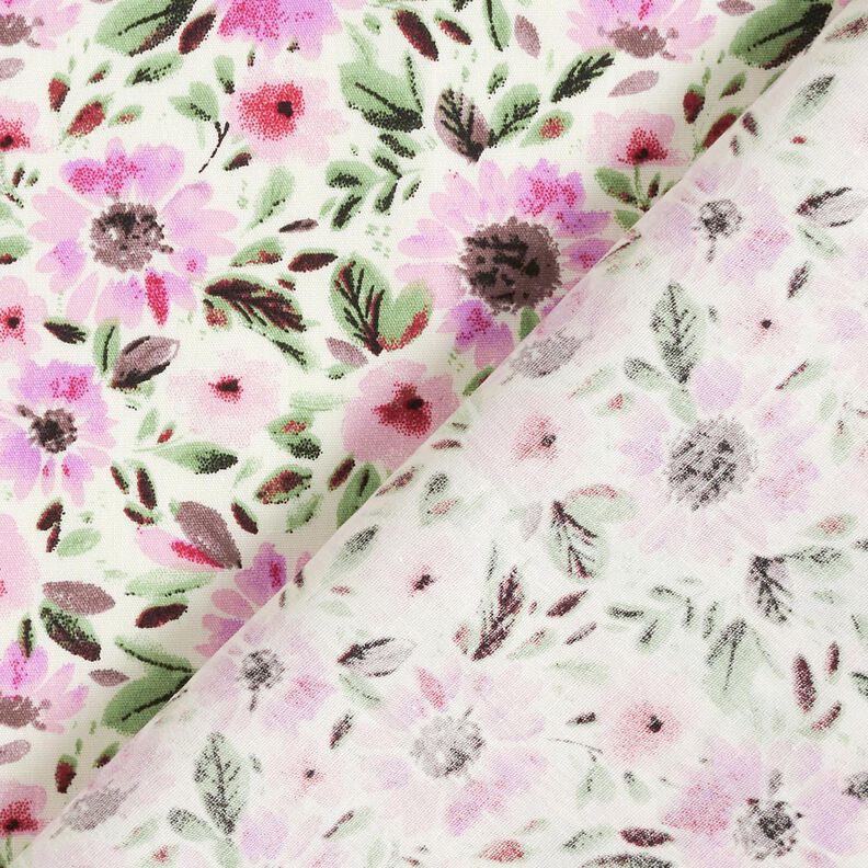 Katoenpopeline bloemenzee – pastelviolet/wit,  image number 4