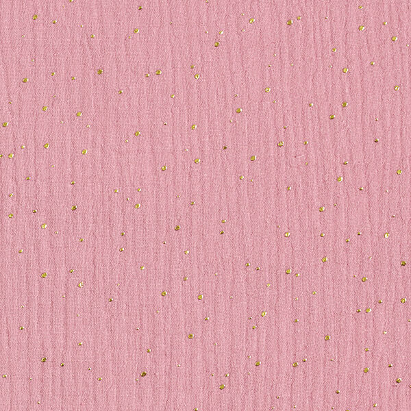 Katoenen mousseline verspreide gouden vlekken – roze/goud,  image number 1